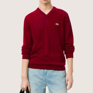 Lacoste vintage V-neck wool sweater red men's size L